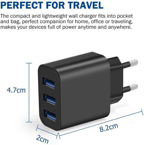 USB Ladegert 3-Port 3A Ladeadapter 15W Netzteil